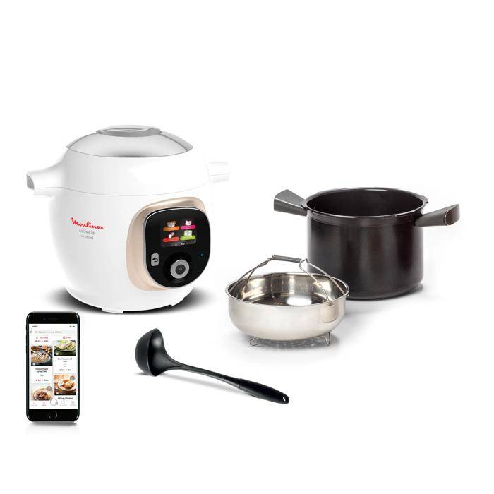 Cookeo+ Connect 200 recettes Blanc, avec louche incluse
