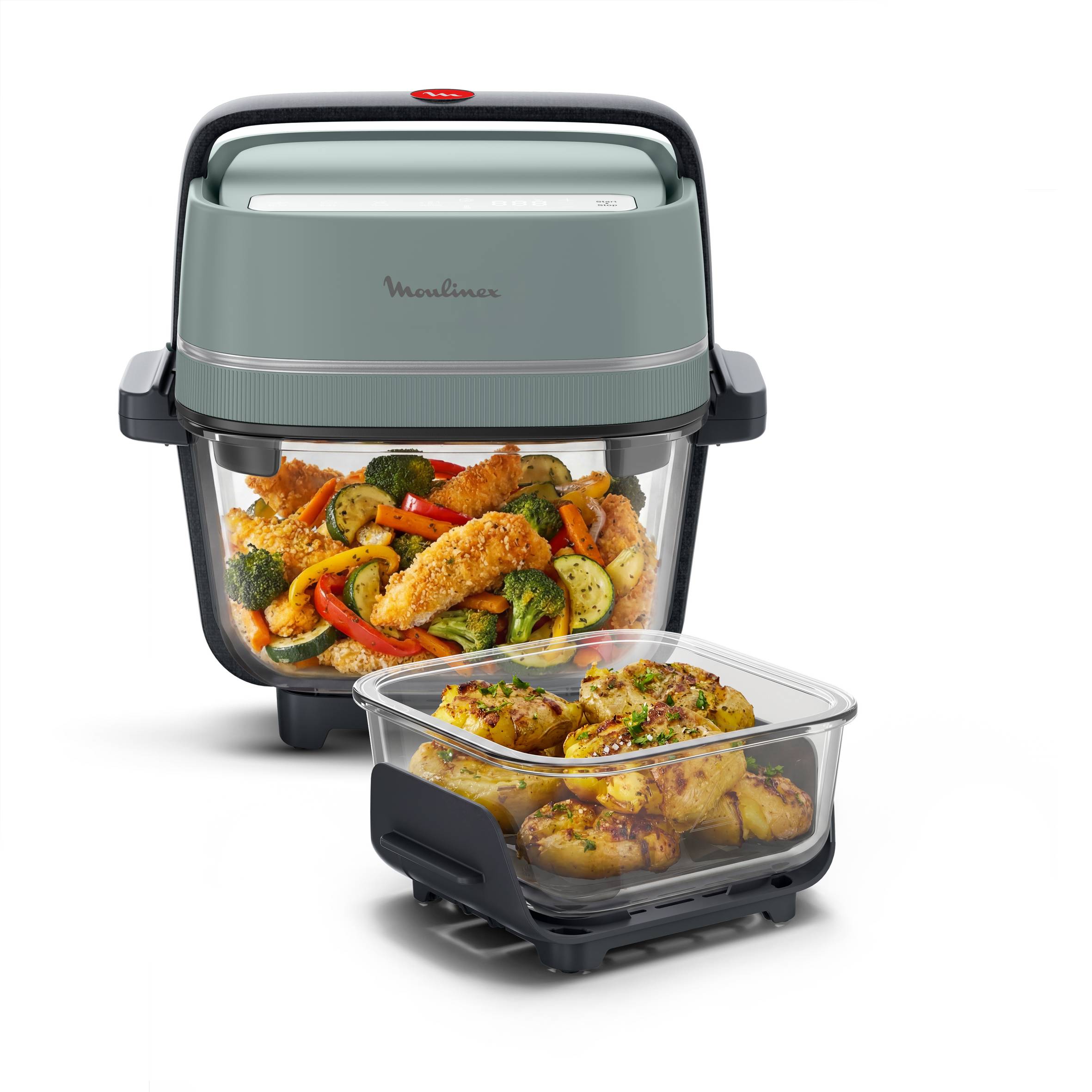Crisp&Go, Air fryer en verre 2 bols, 1,4&nbsp;L et 3,8&nbsp;L, 4 modes