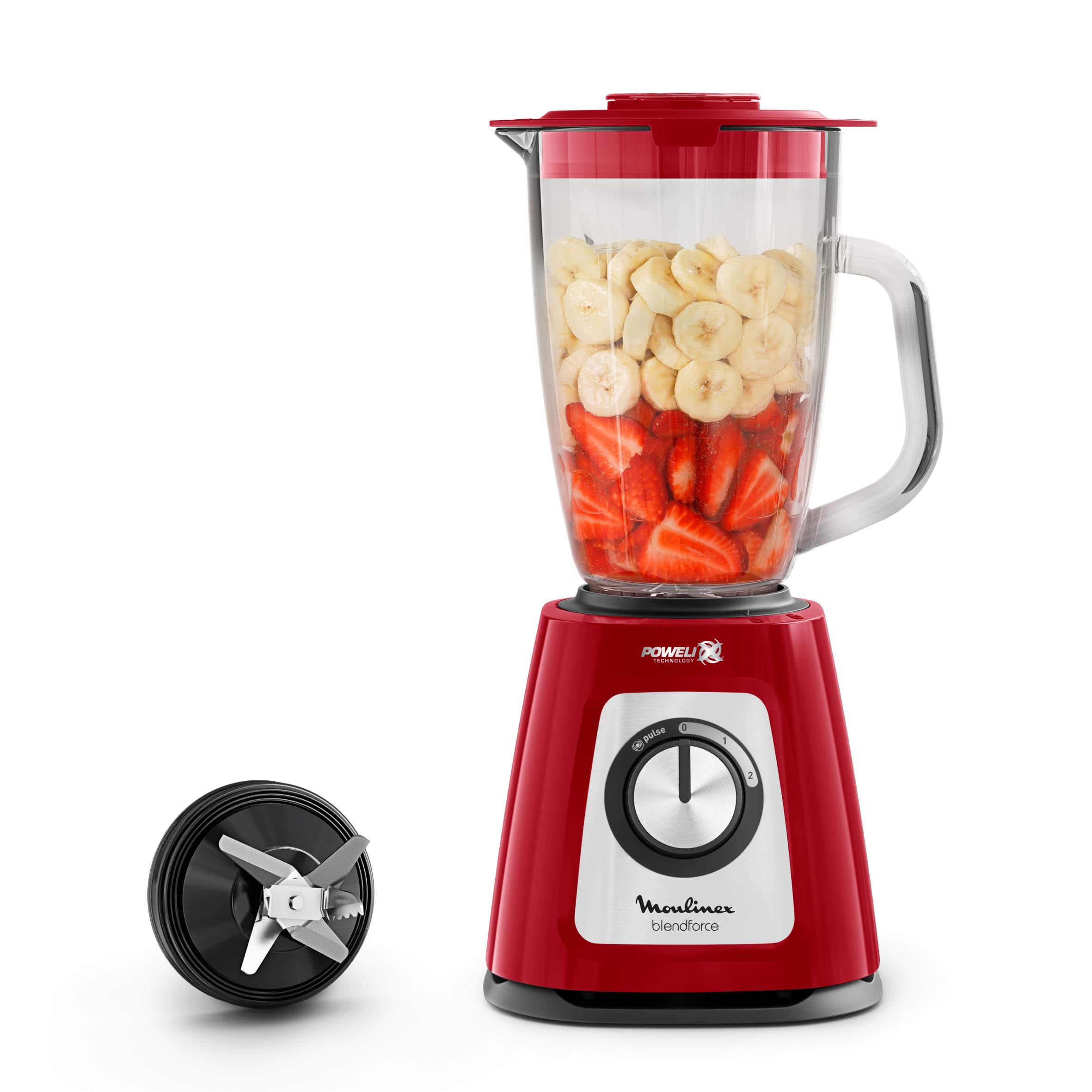 Blendforce 2, Blender, Bol verre 1.75L, 800W, 2 vitesses,  4 lames, Rouge