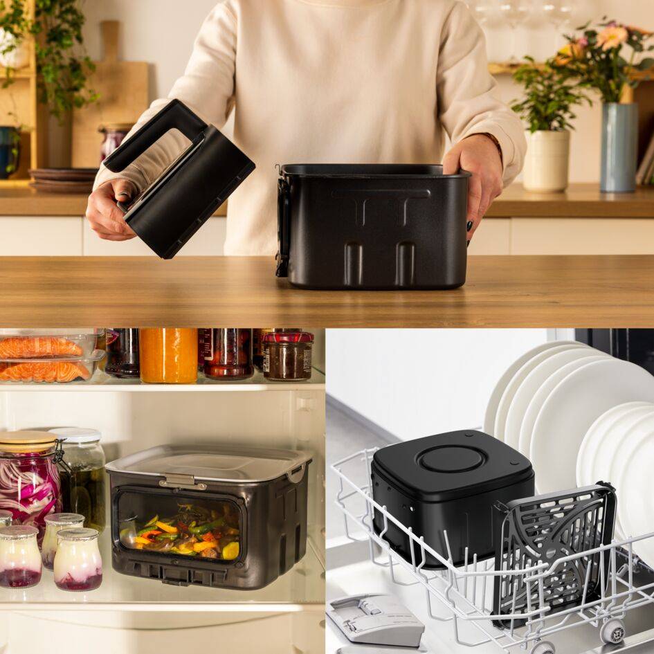 Set de rangement Easy Fry Silence 7L Vision, tiroir supplémentaire, grille et couvercle