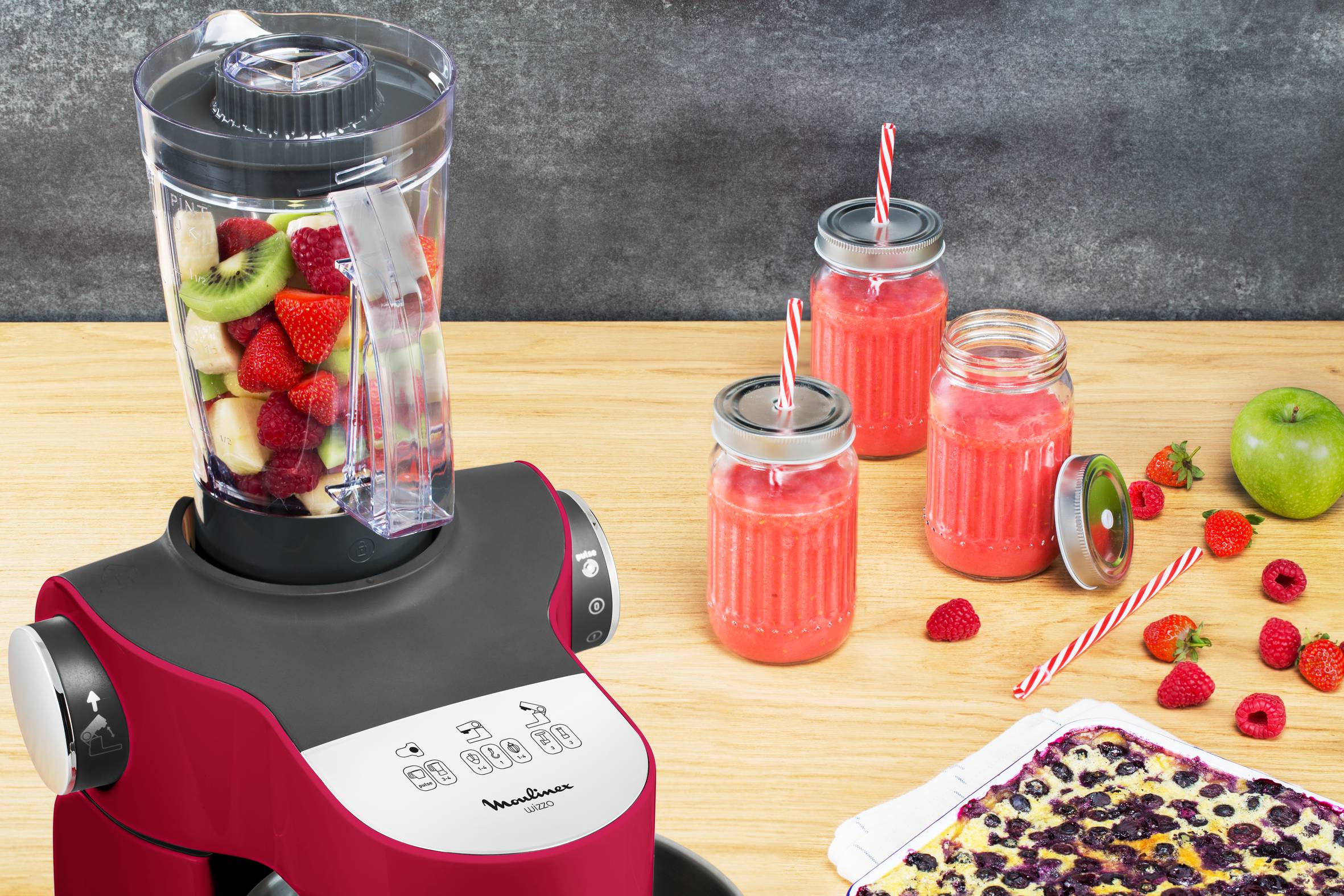 ROBOT PATISSIER WIZZO ROUGE 1000 W + 3 ACCESSOIRES