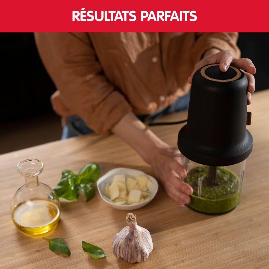 Hachoir Eco respect, Mini hachoir, Eco design, Fonction 3 en 1, Capacité 500 ml, 500 W, Gris