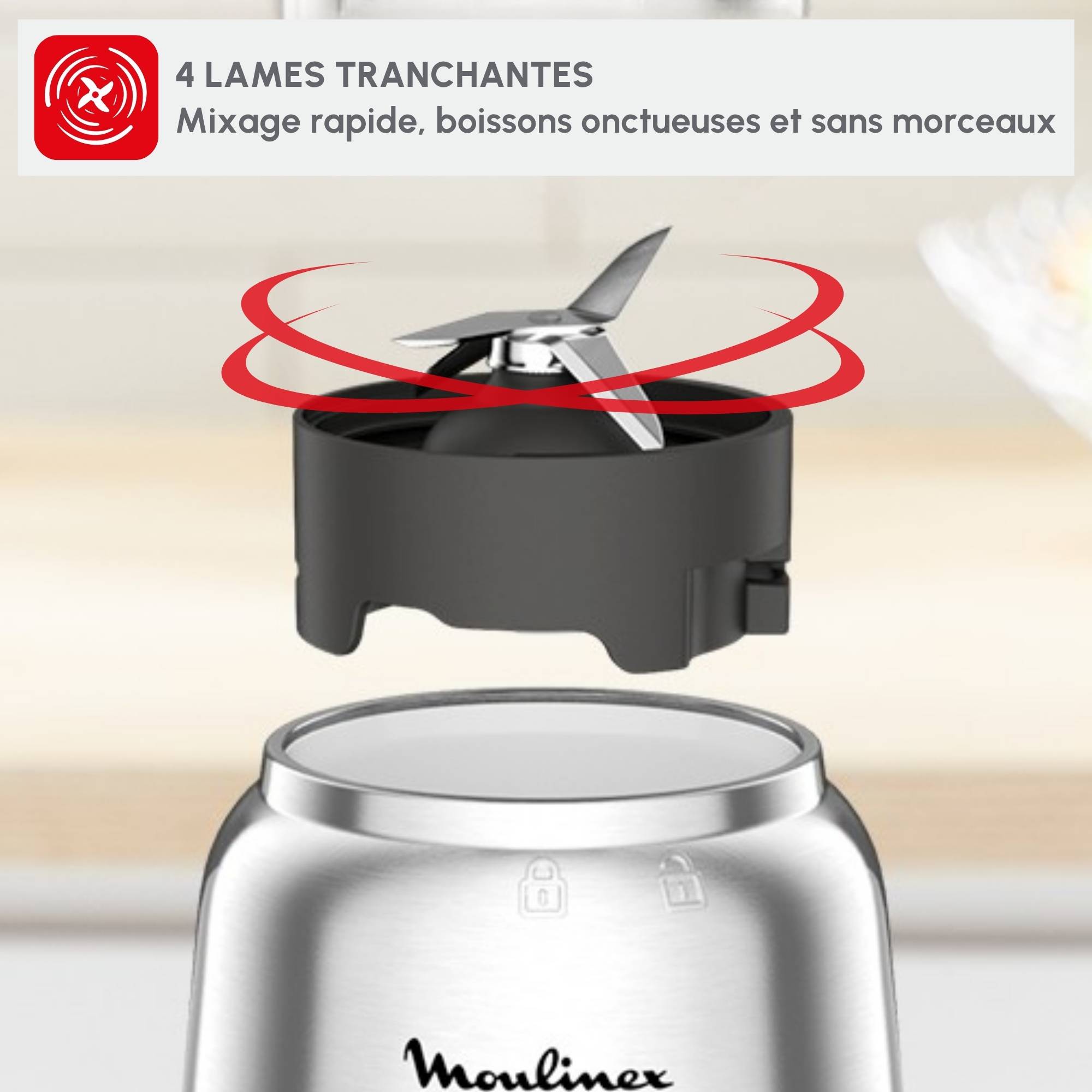 Mix&Move, Mini blender, 2 bouteilles, 300W,  Gris métal