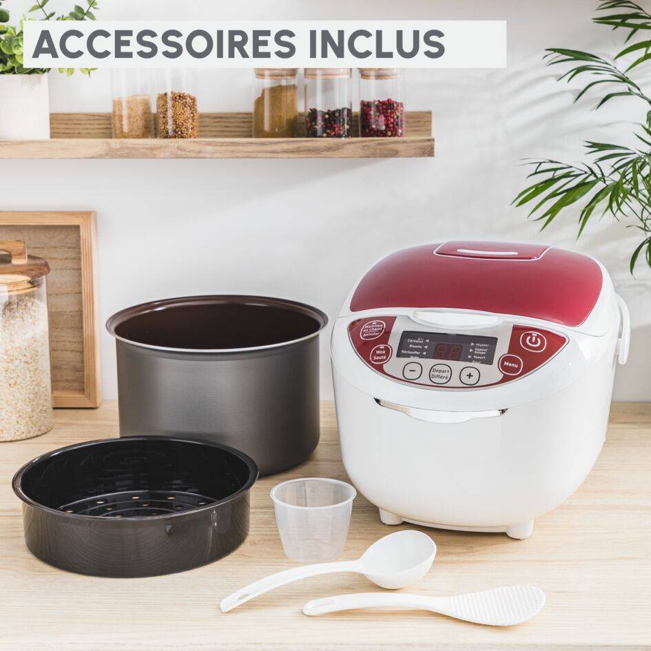 MULTICUISEUR 12 PROGRAMMES 5 L BLANC ROUGE