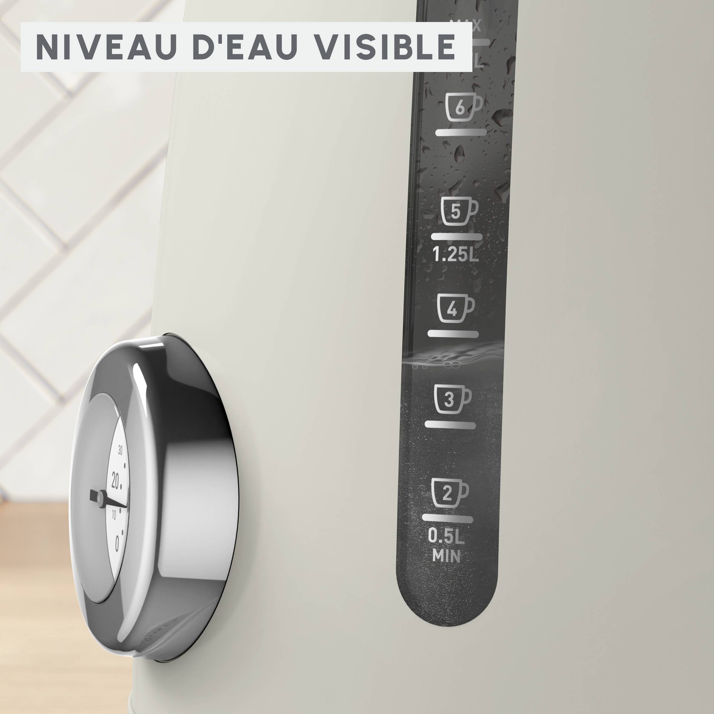 Bouilloire électrique Soleil, 1,7 L, Contrôle de la température, 2 400 W