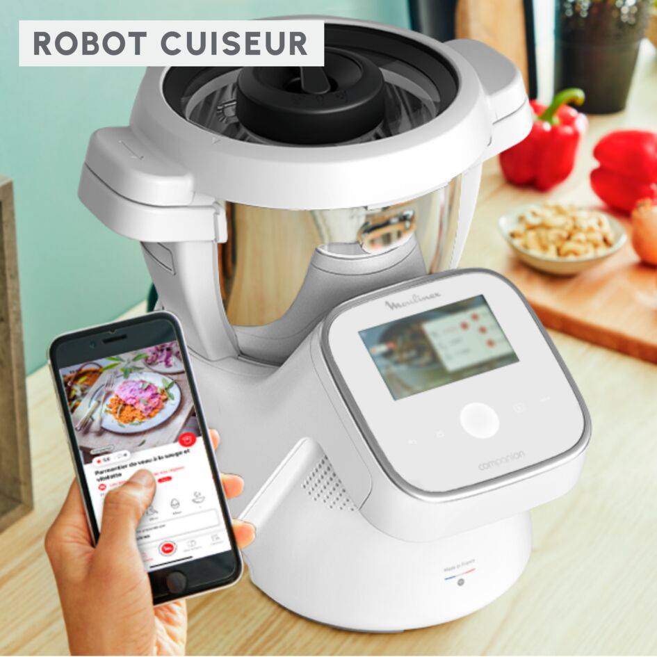 I-Companion Touch, Robot cuiseur, 17 fonctions, Connecté, Recettes sur l’écran, Capacité XL 10 personnes, Blanc, Fabriqué en France