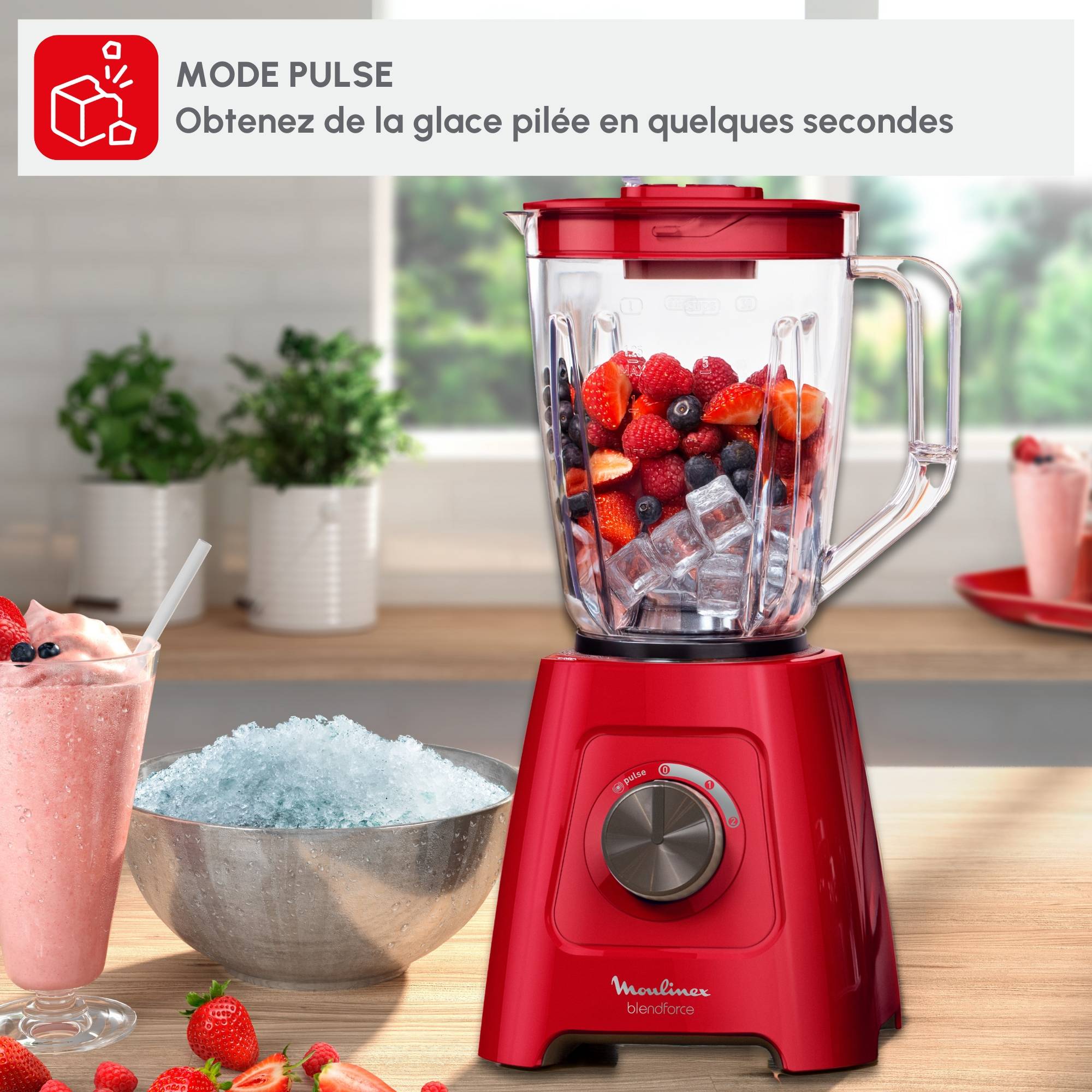 Blendforce, Blender Classique, 2 vitesses + pulse, 600W, Rouge