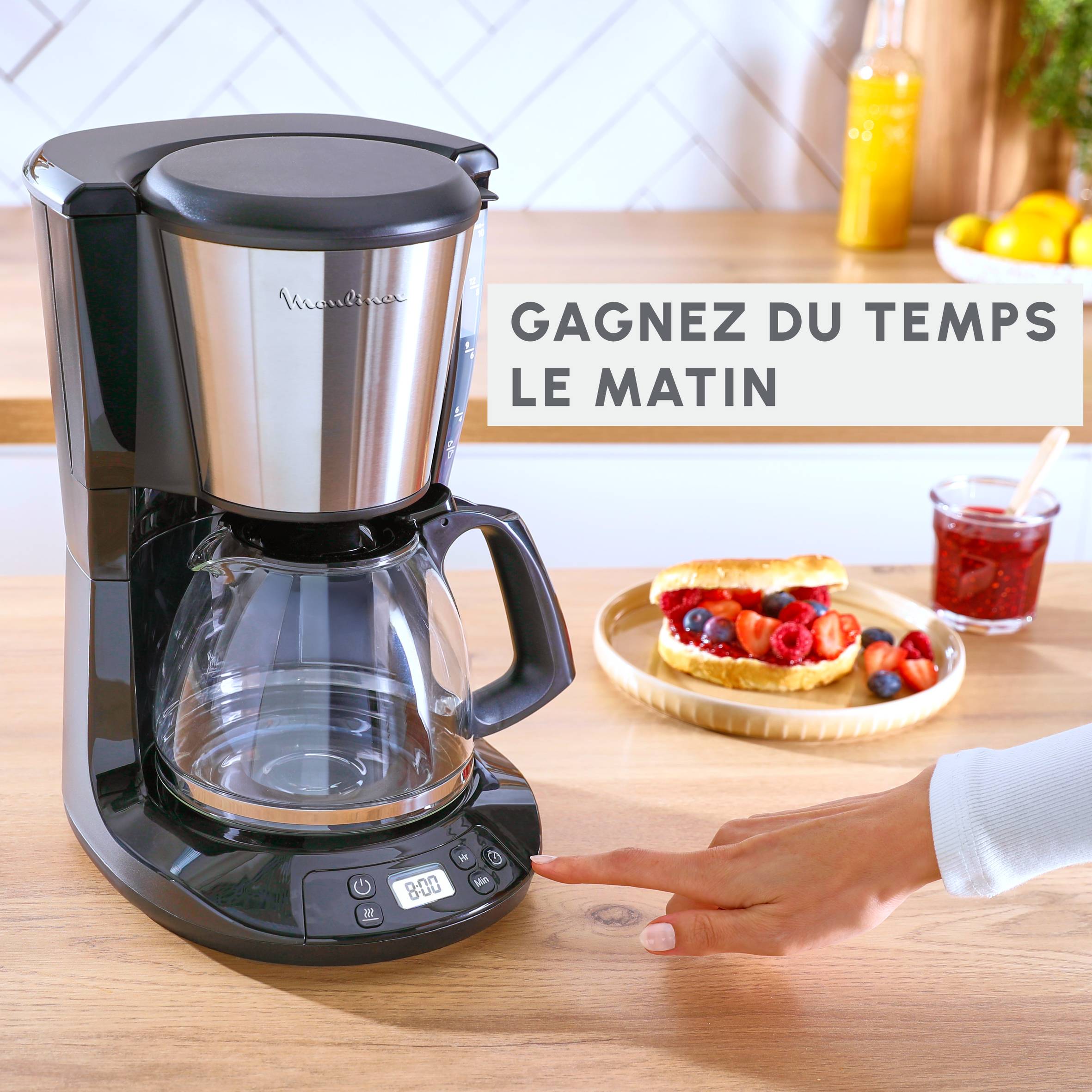 Cafetière filtre Subito Moulinex programmable inox