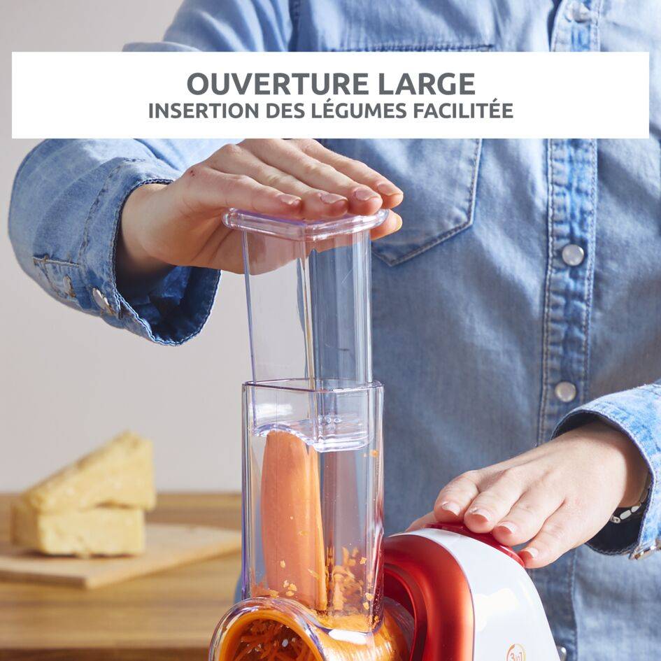 Fresh express 3-en-1, Découpe-légume, 3 cônes, blanc et rouge