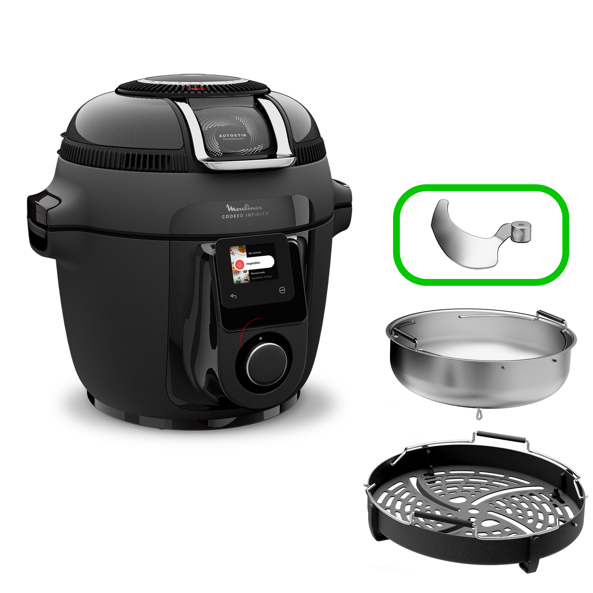 Cookeo Infinity, 20 modes de cuisson, Avec pale de mélange, Noir