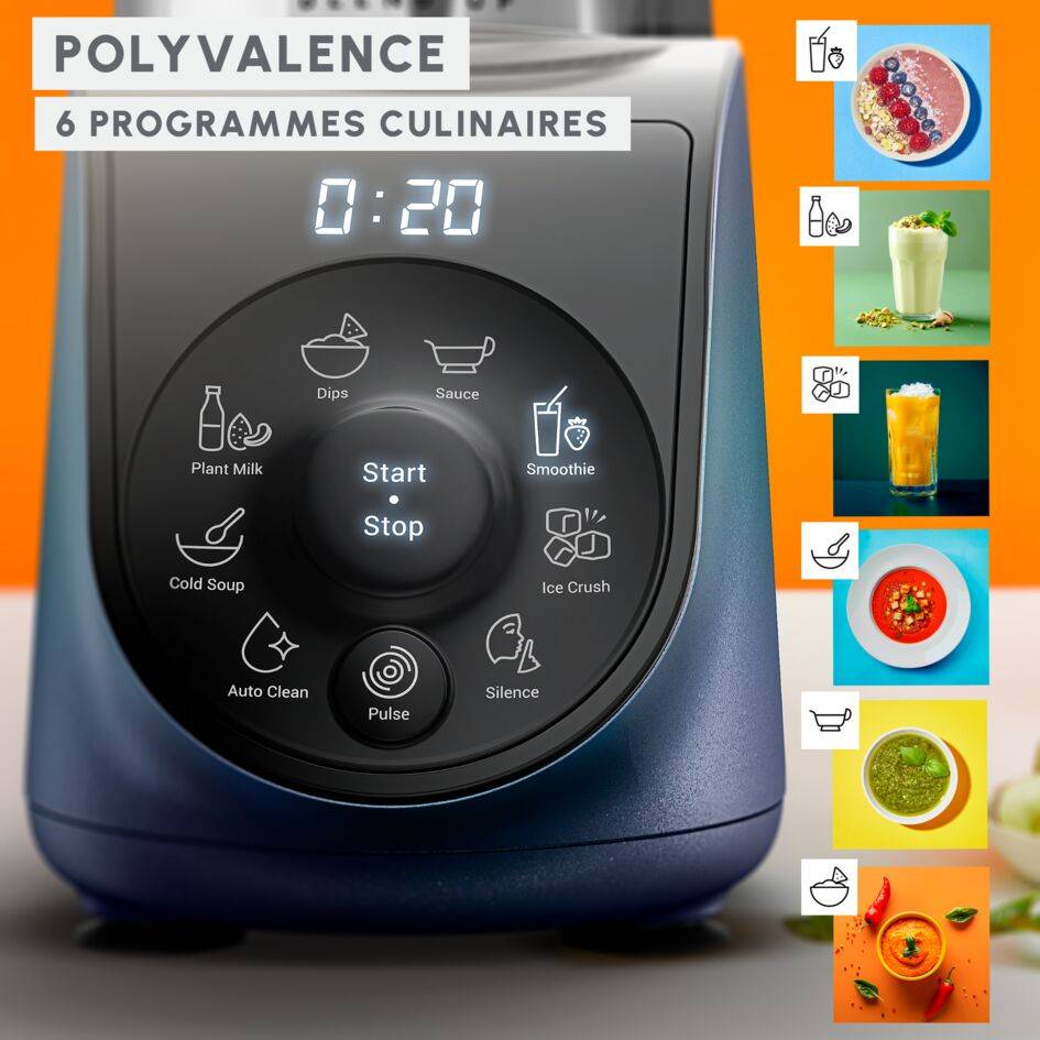 Blend Up, Blender mini, Bol tritan 0.85L, 1000W, 8 programmes, 6 lames, 2 gourdes