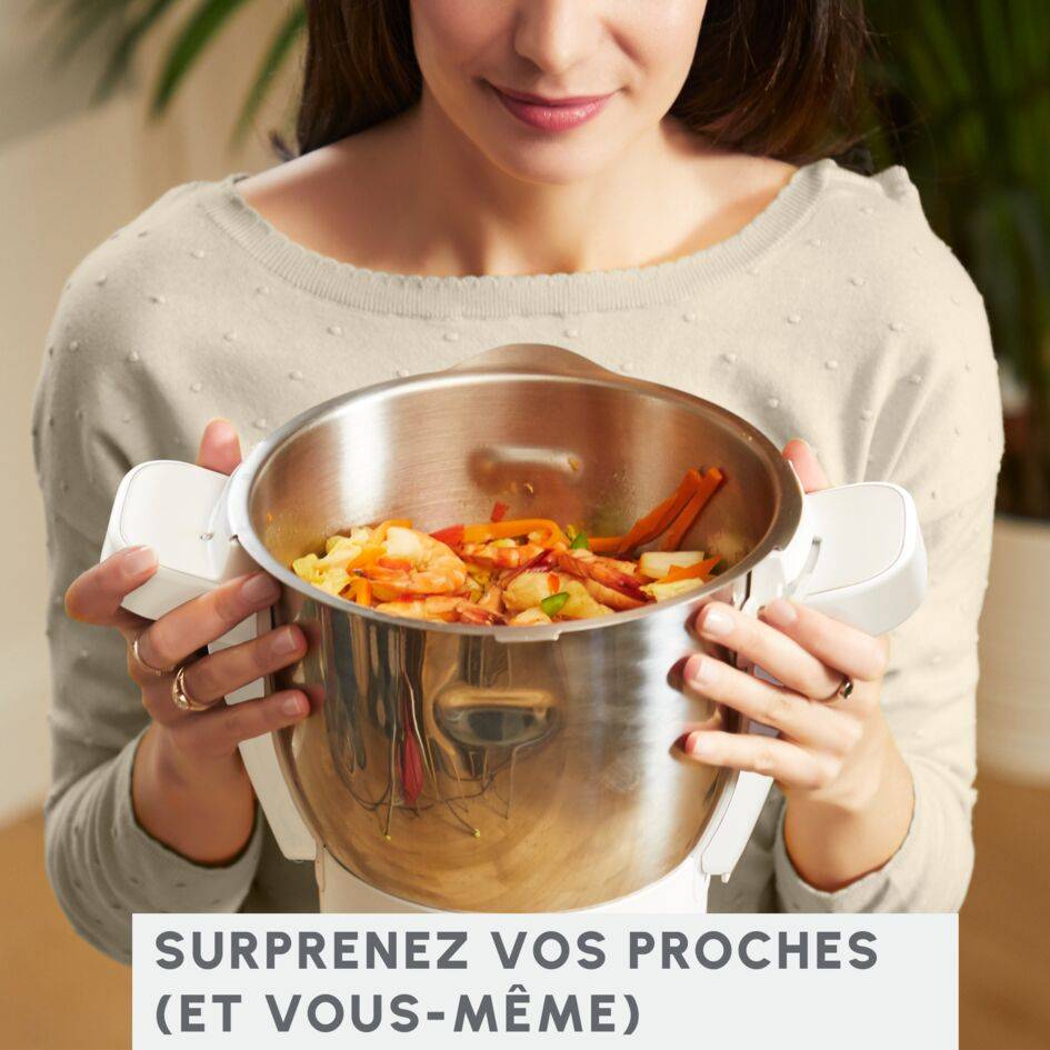 Companion, Robot cuiseur, 14 fonctions, Capacité XL 10 personnes, Blanc, Fabriqué en France