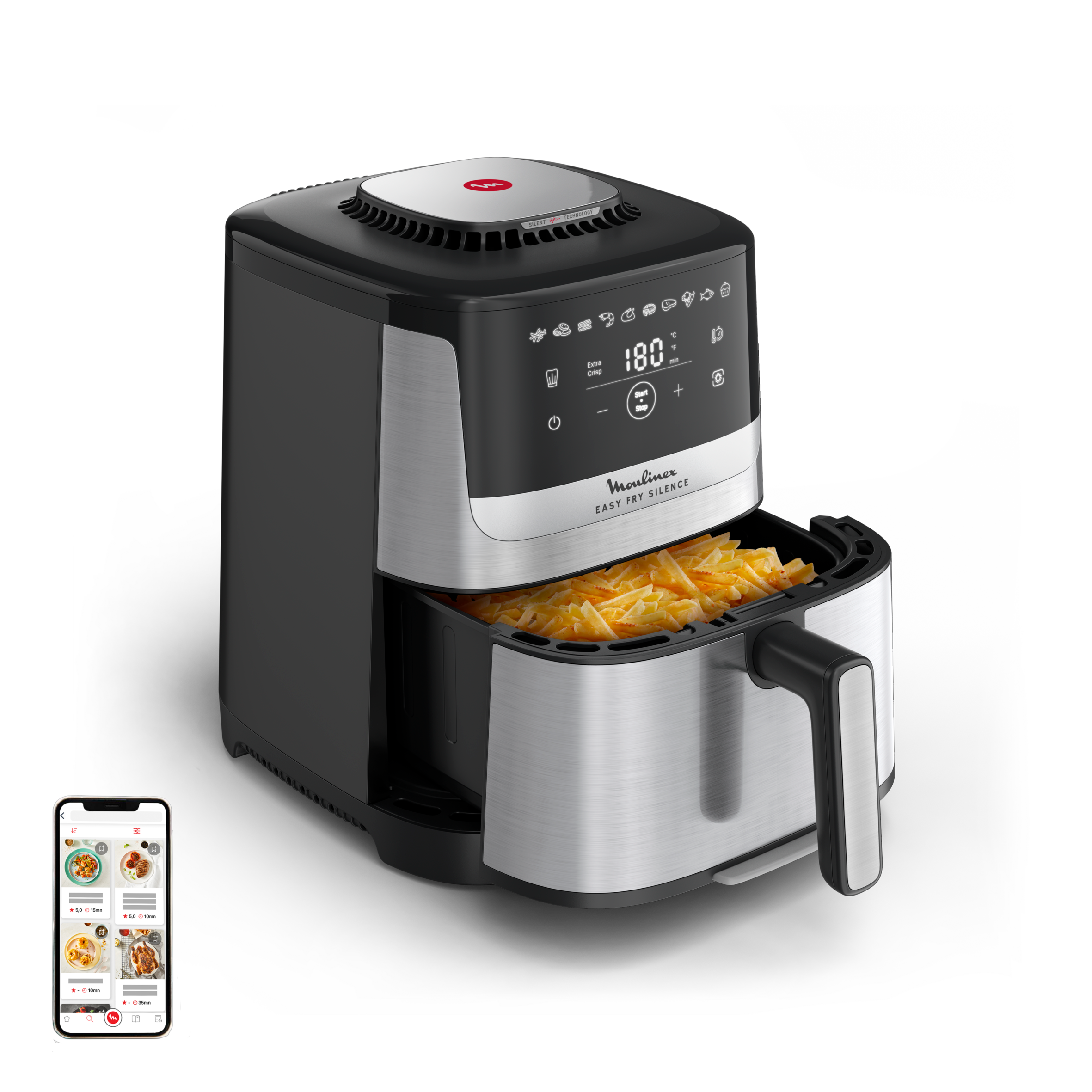 Easy Fry Silence, 5L, Air fryer, Inox