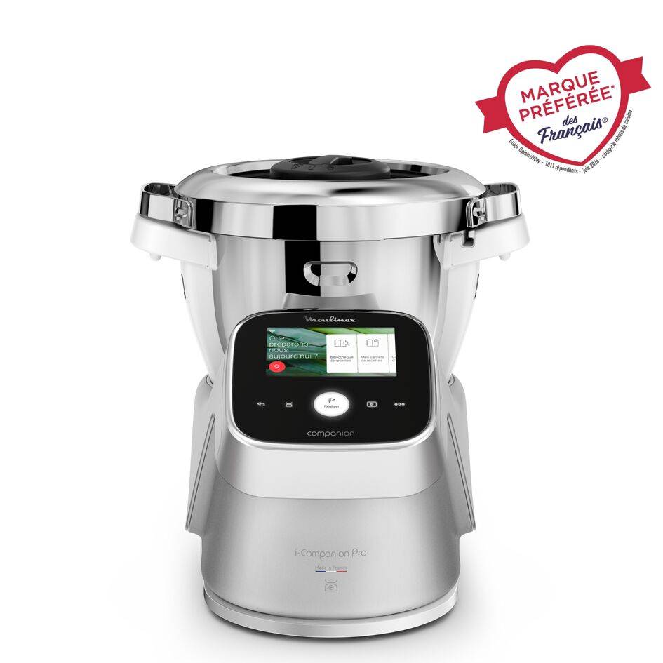 I-Companion Touch Pro, Robot cuiseur, 18 fonctions, Connecté, Pesage intégré, Recettes sur l’Ecran, XL jusqu'à 10 personnes, Argent, Fabriqué en France