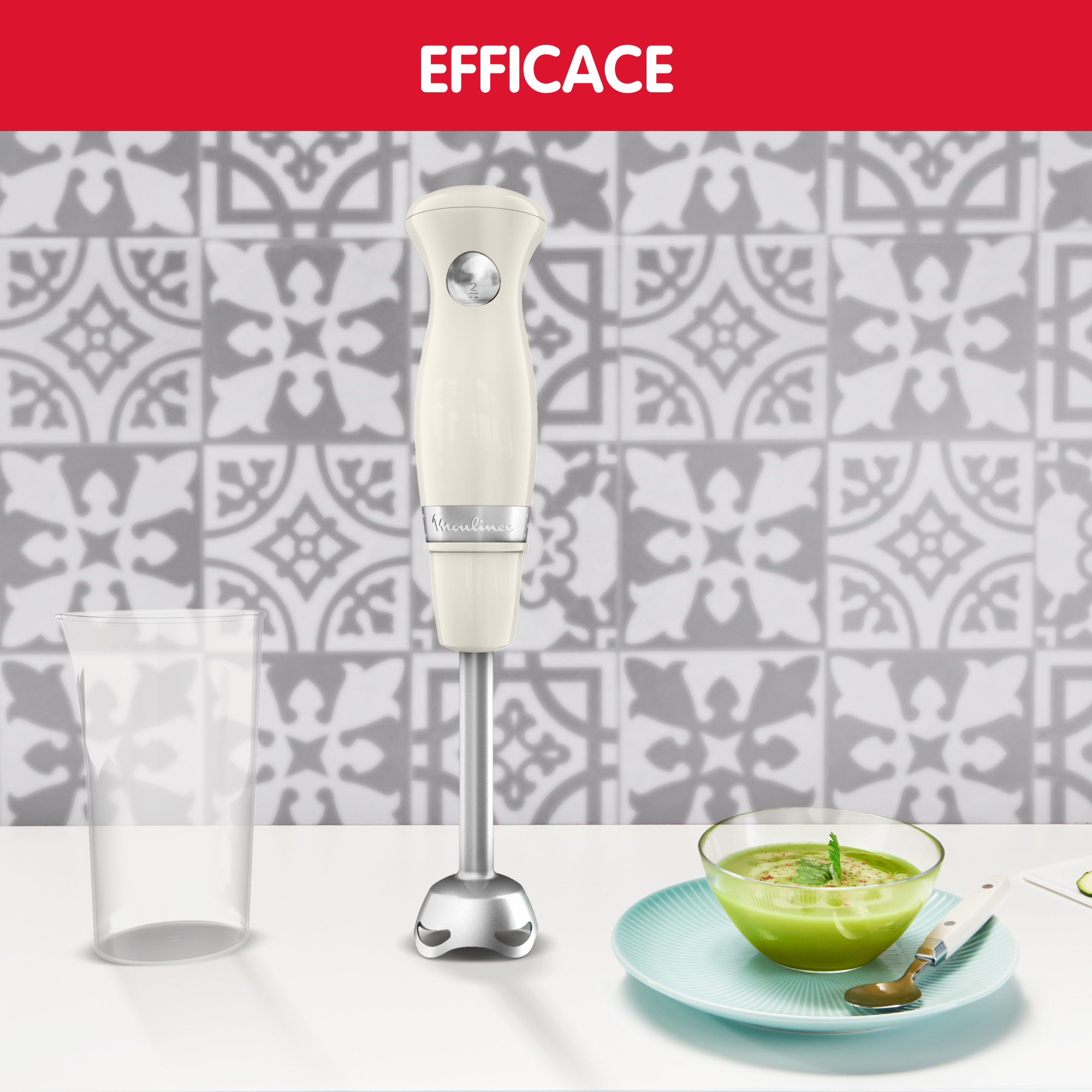 Soleil Ivoire, Pied mixeur, 2 vitesses, 2 lames ZELKROM, Ivoire