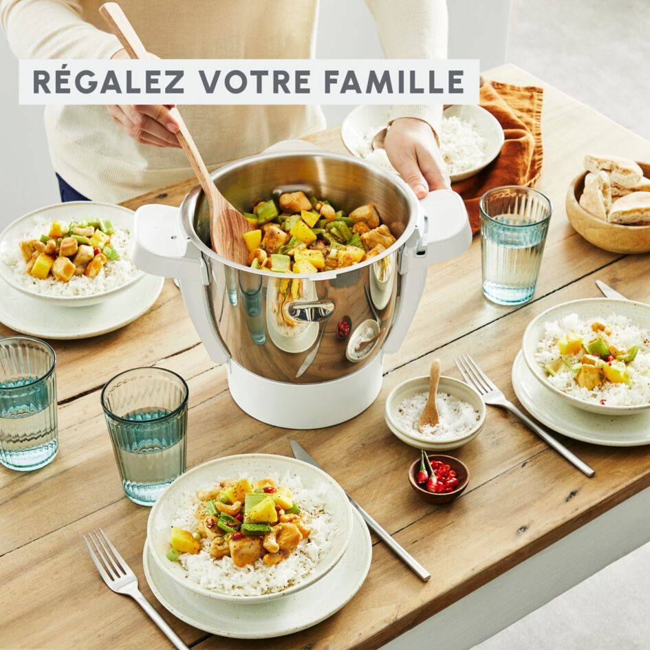 Companion Pro, Robot Cuiseur, 15 fonctions, Pesage intégré, Capacité XL 10 personnes, Gris, Fabriqué en France