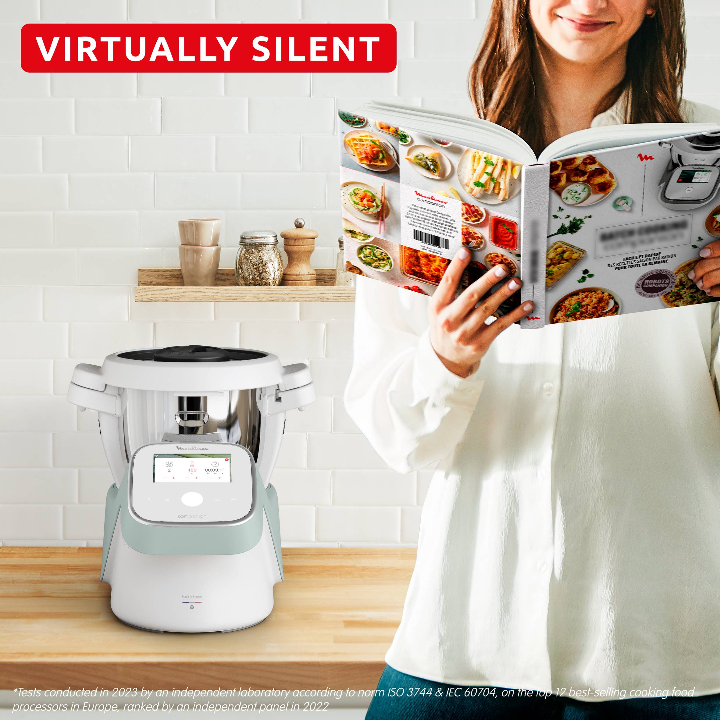 I-Companion Touch, Robot cuiseur, 17 fonctions, Connecté, Recettes sur l’écran, Capacité XL 10 personnes, Eucalyptus, Fabriqué en France