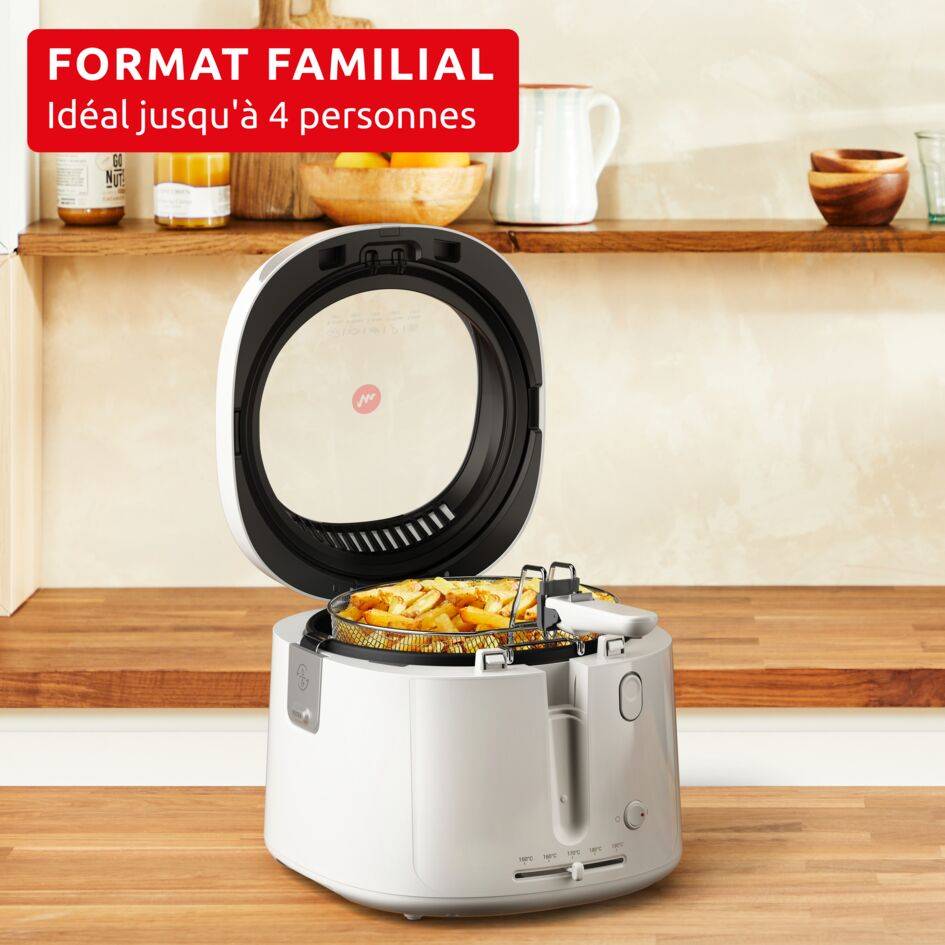 Filtra Vision, Friteuse, Fenêtre de visualisation très large pour garder un oeil sur la cuisson, Capacité 1,2 kg, Huile 2,1L