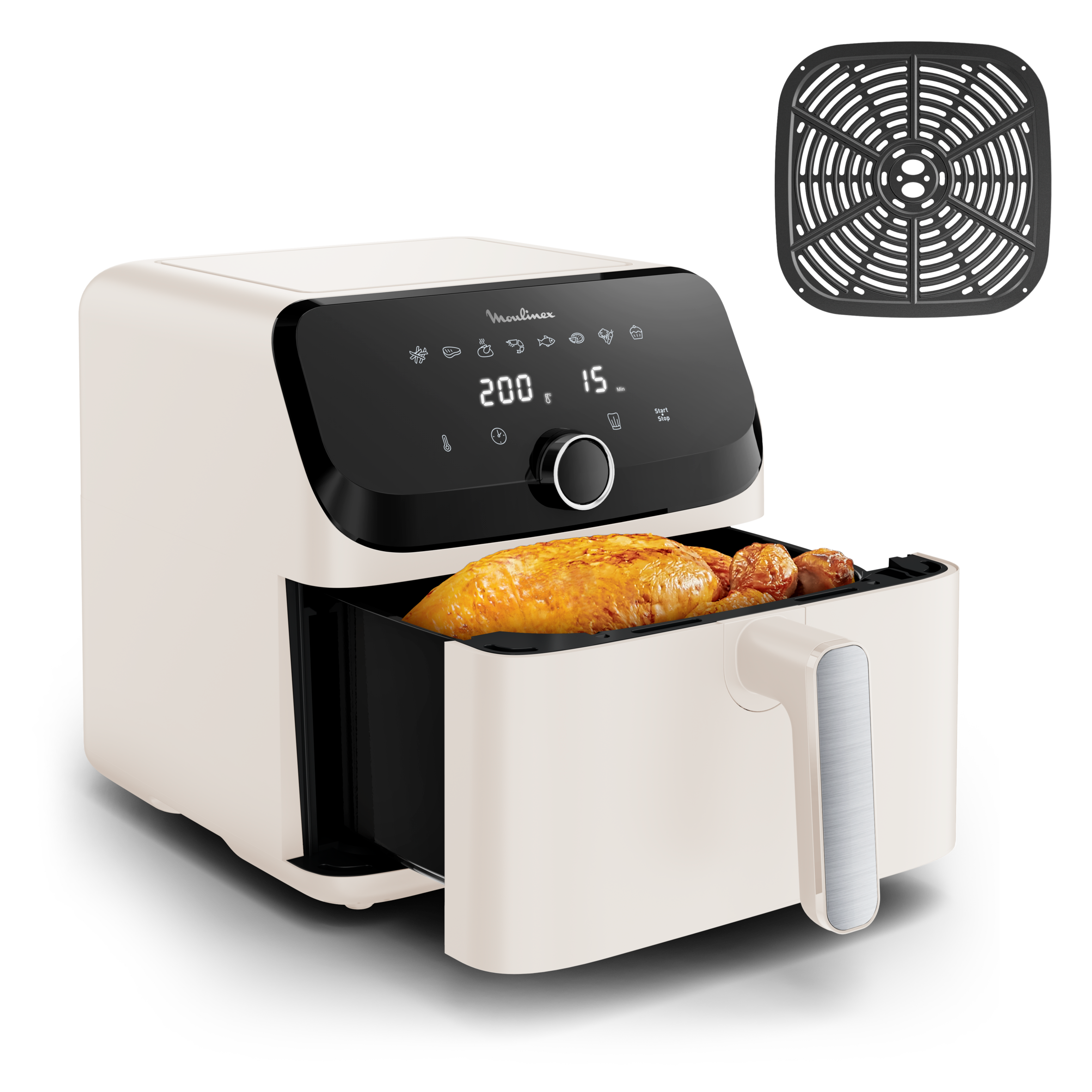 RECONDITIONNÉ Easy Fry Collection Spéciale Ivoire, air fryer, très grande capacité 7L, 1 tiroir, 8&nbsp;programmes