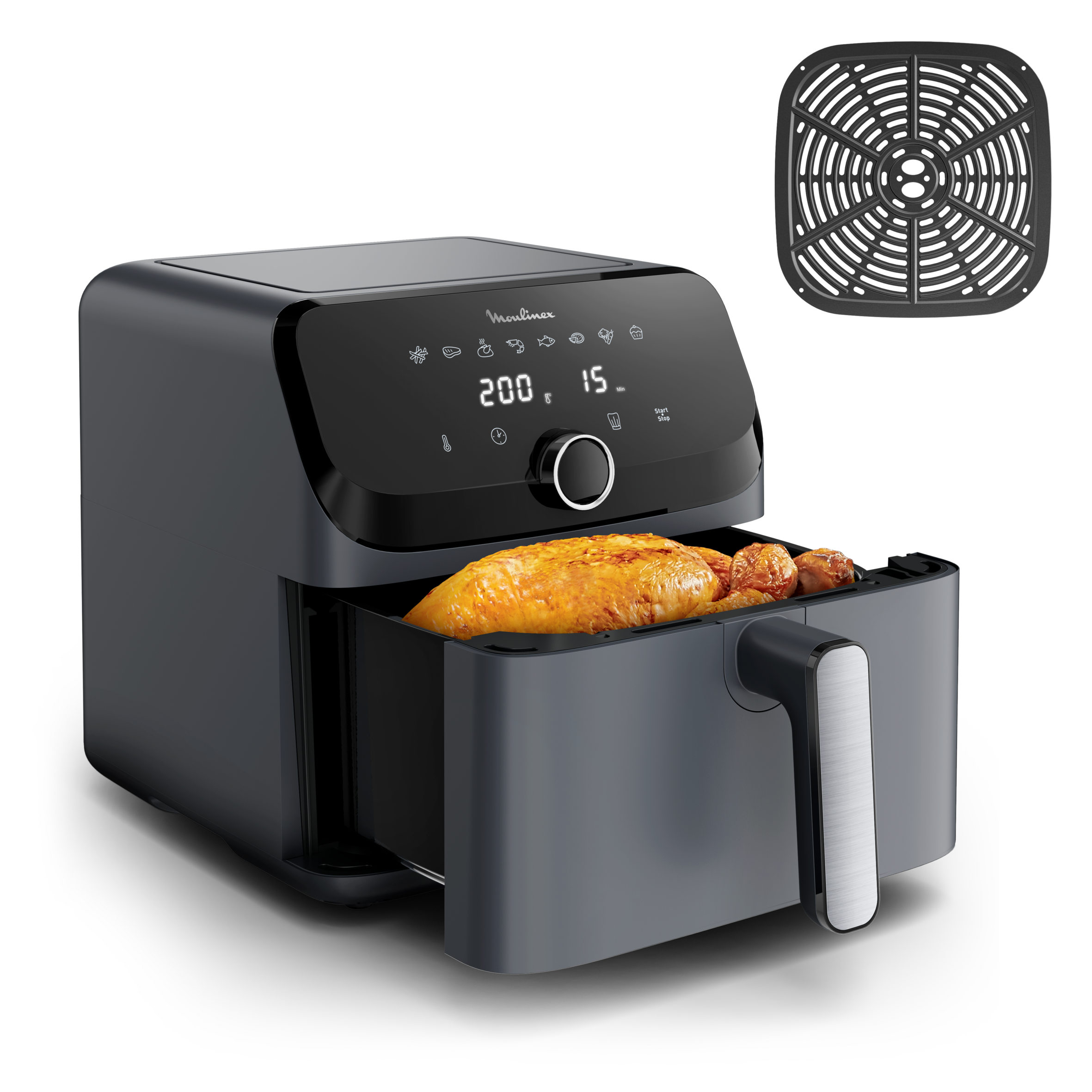 Easy Fry Mega Moulinex, friteuse sans huile, air fryer très grande capacité de 7.5 L, 8 programmes prédéfinis