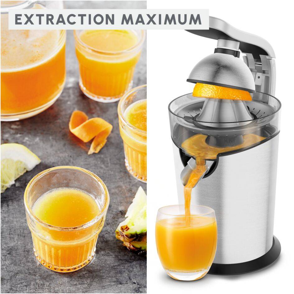 Vitapress Pro, Presse agrumes, 300 W, Levier à pression, cône en acier, Gris