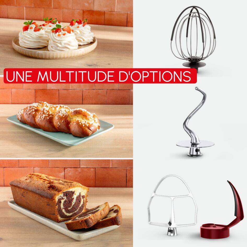 Bake Partner +, Robot pâtissier, Moteur de 1&nbsp;100&nbsp;W, 5&nbsp;accessoires polyvalents