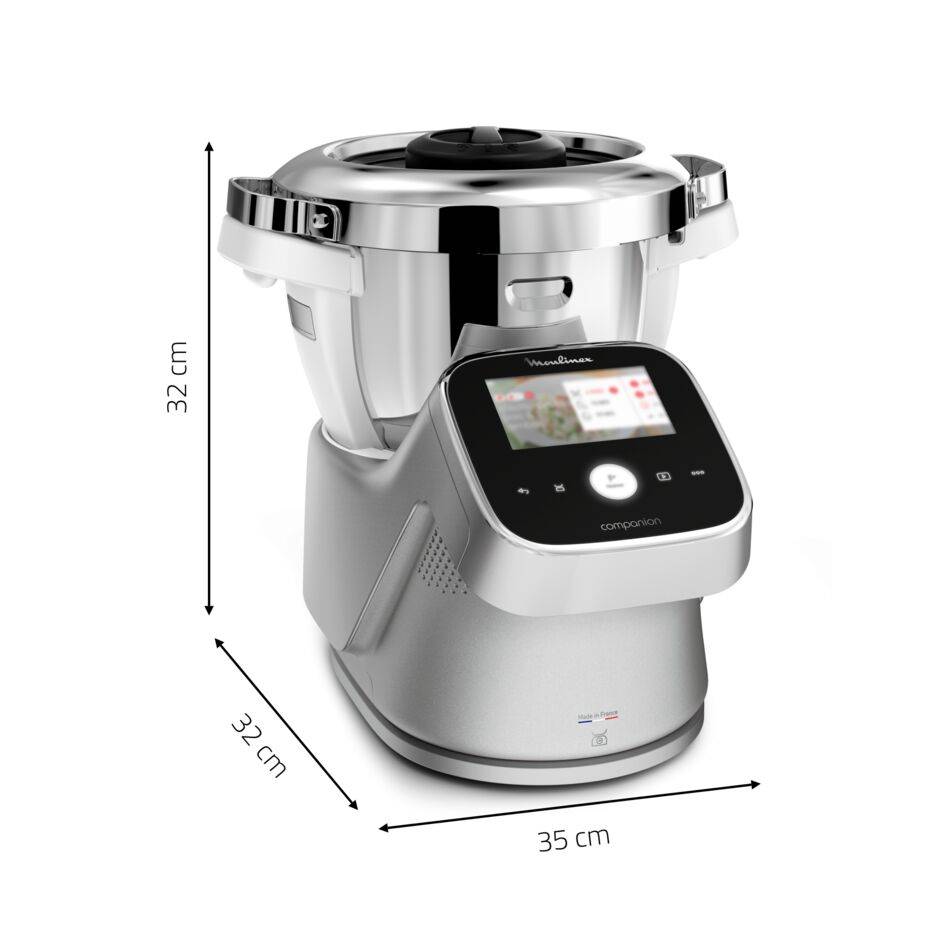 I-Companion Touch Pro, Robot cuiseur, 18 fonctions, Connecté, Pesage intégré, Recettes sur l’Ecran, XL  jusqu'à 10 personnes, Argent, Fabriqué en France