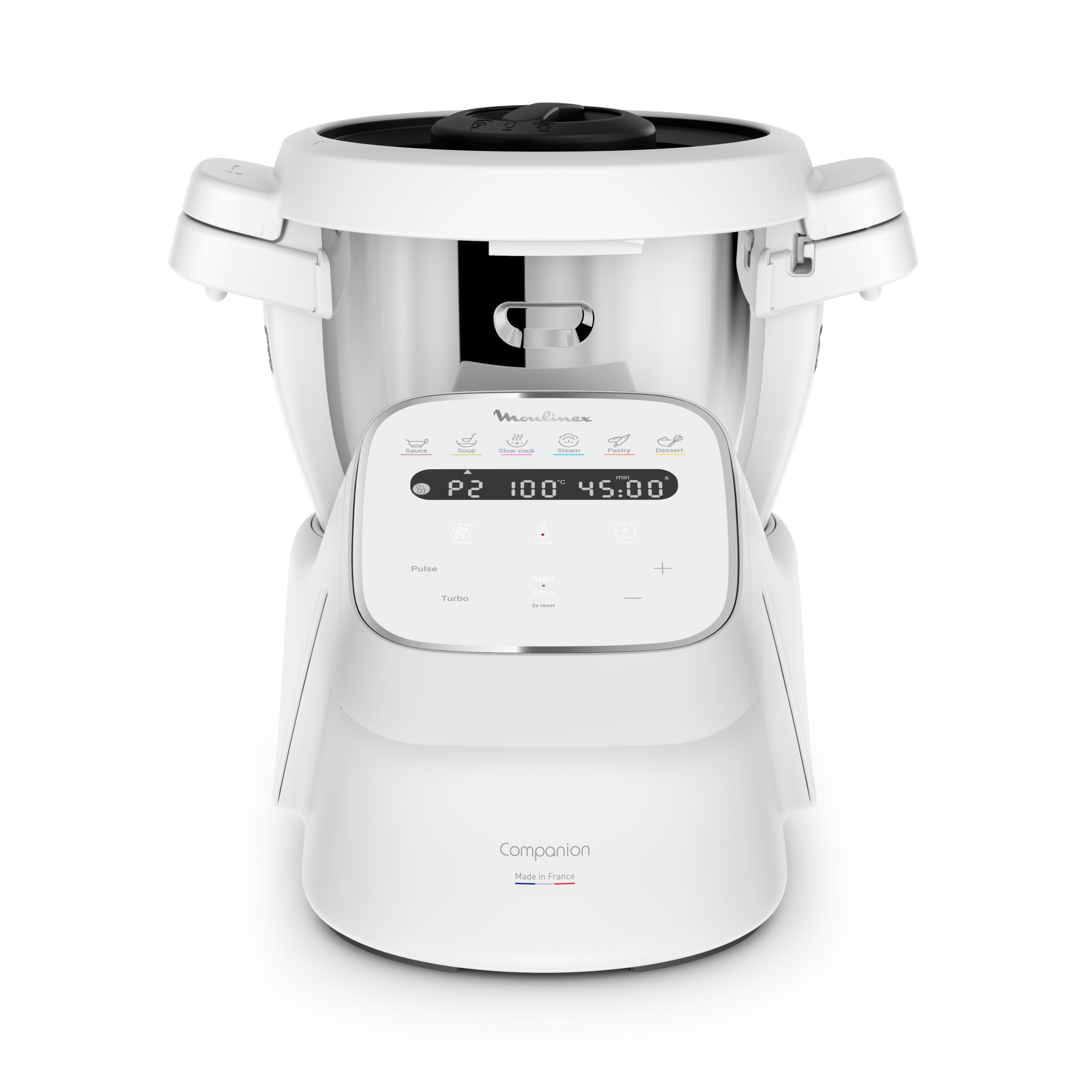 Companion, Robot cuiseur, 14 fonctions, Capacité XL 10 personnes, Blanc, Fabriqué en France