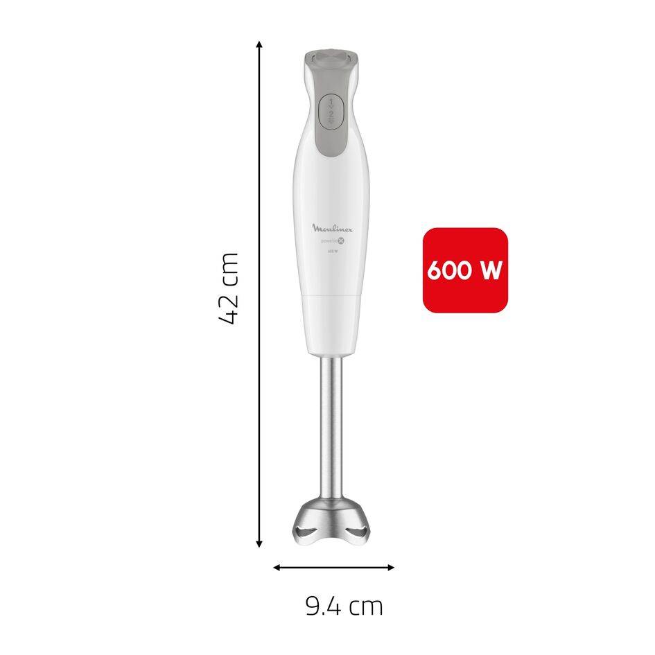 Daily chef, Pied mixeur, 4 lames inox, 2 vitesses, 600 W, Blanc