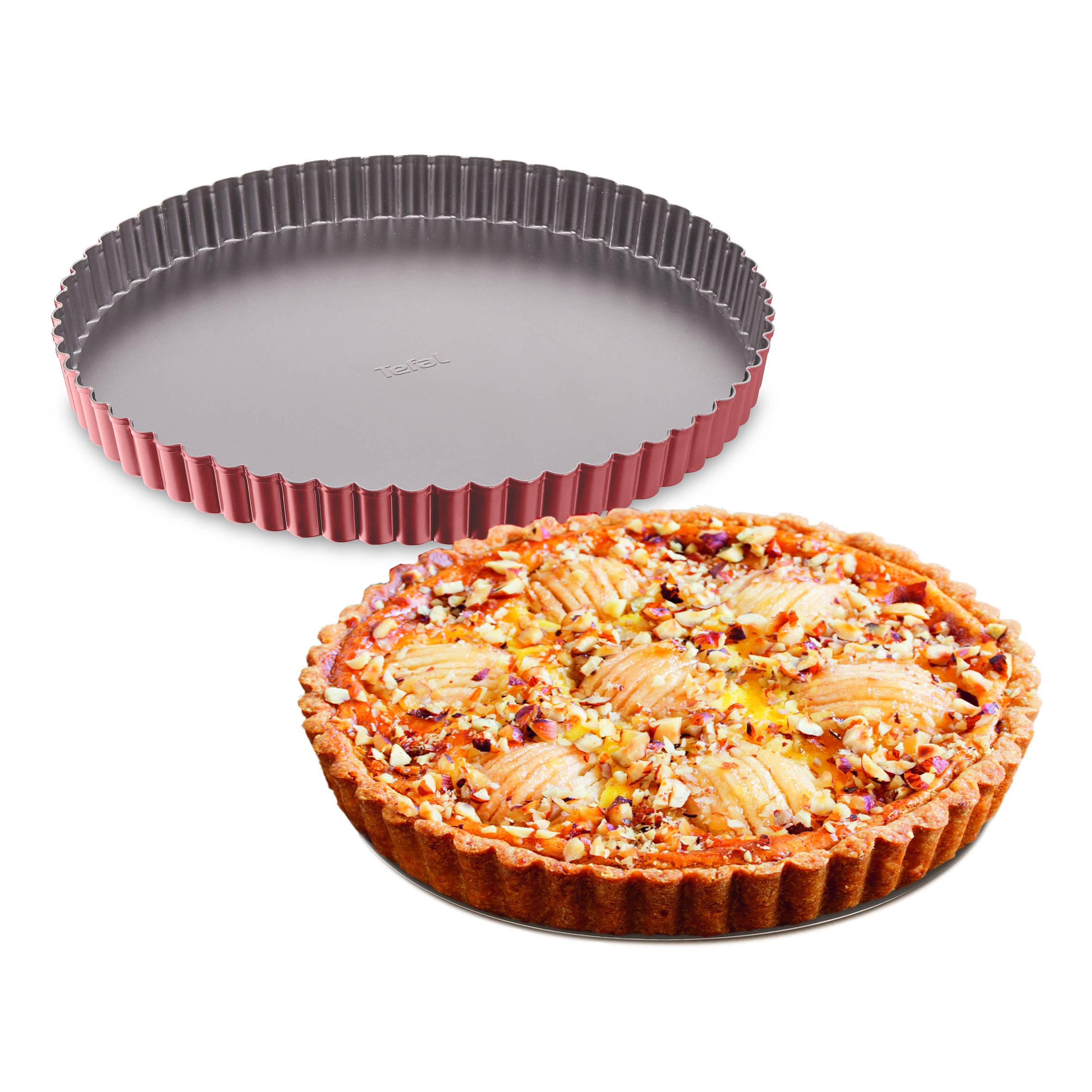 Delibake acier rouge carbone moule à tarte 28cm fond amovible