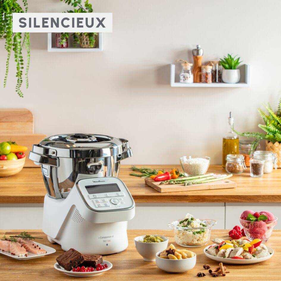 I-Companion, Robot cuiseur, 14 fonctions, Connecté, Capacité XL 10 personnes, Blanc, Fabriqué en France