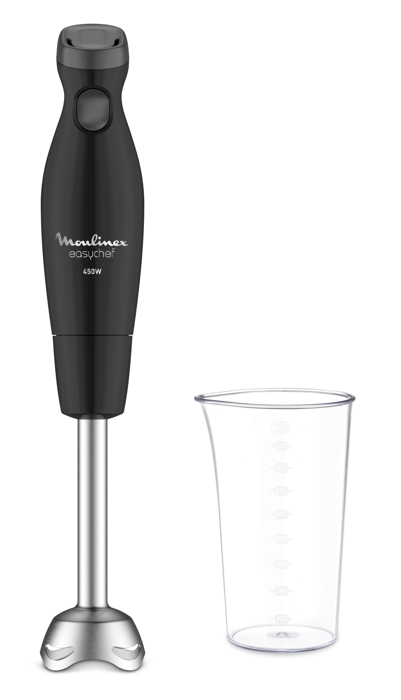 Easychef, Pied mixeur, 2 lames inox, 450 W, Noir