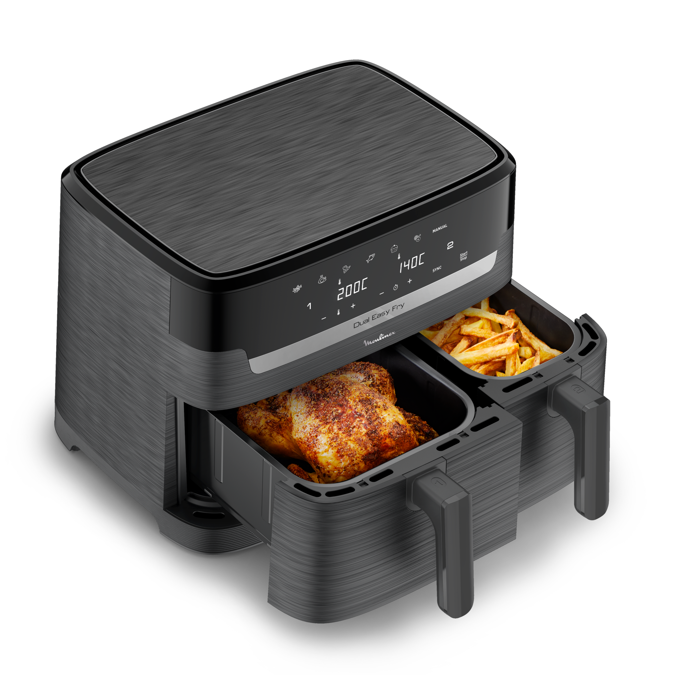 Easy Fry Dual, Air fryer, 7 programmes, air fryer, 8.3 L, Deux tiroirs