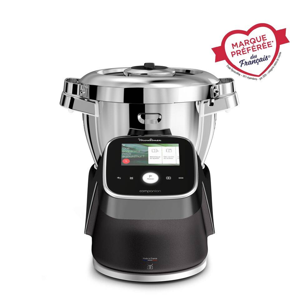 I-Companion Touch Pro, Robot cuiseur, 18 fonctions, Connecté, Pesage intégré, Recettes sur l’Ecran, Capacité  XL 10 personnes, Noir, Fabriqué en France + découpe légumes