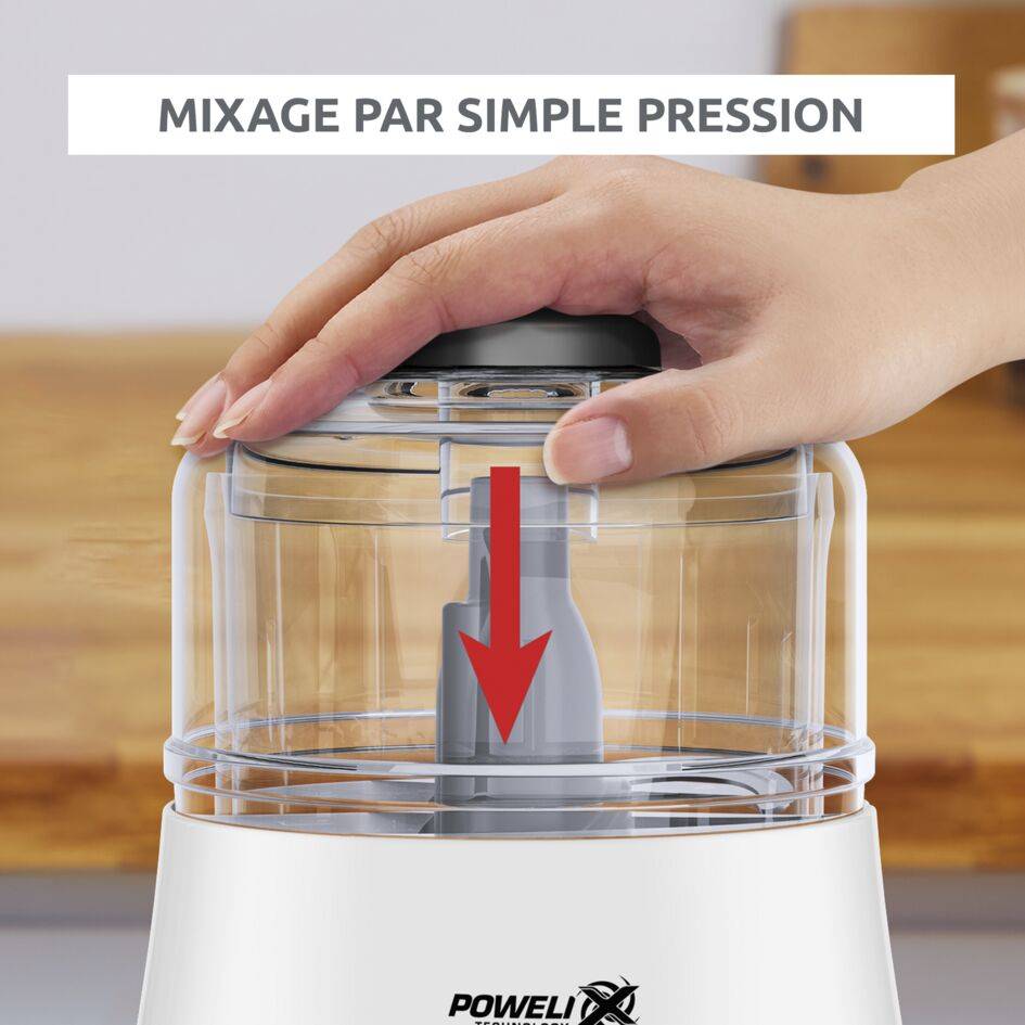 La Moulinette, Hachoir, Capacité 500 ml, Fonction 4 en 1, 1000 W, blanche