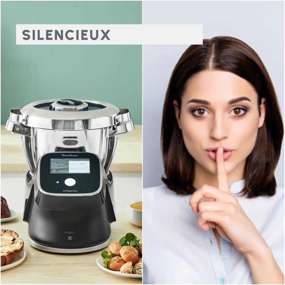 I-Companion Touch Pro, Robot cuiseur, 18 fonctions, Connecté, Pesage intégré, Recettes sur l’Ecran, Capacité  XL 10 personnes, Noir, Fabriqué en France + découpe légumes