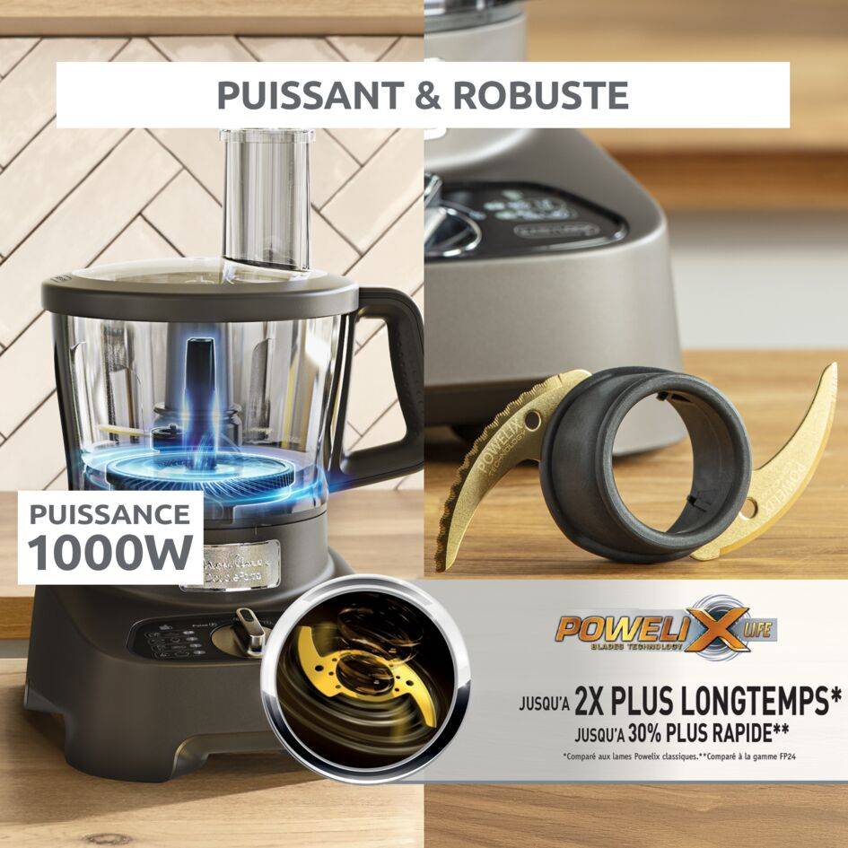 Double Force, Robot multifonction, 1000 W, 31 fonctions, 10 accessoires, Gris