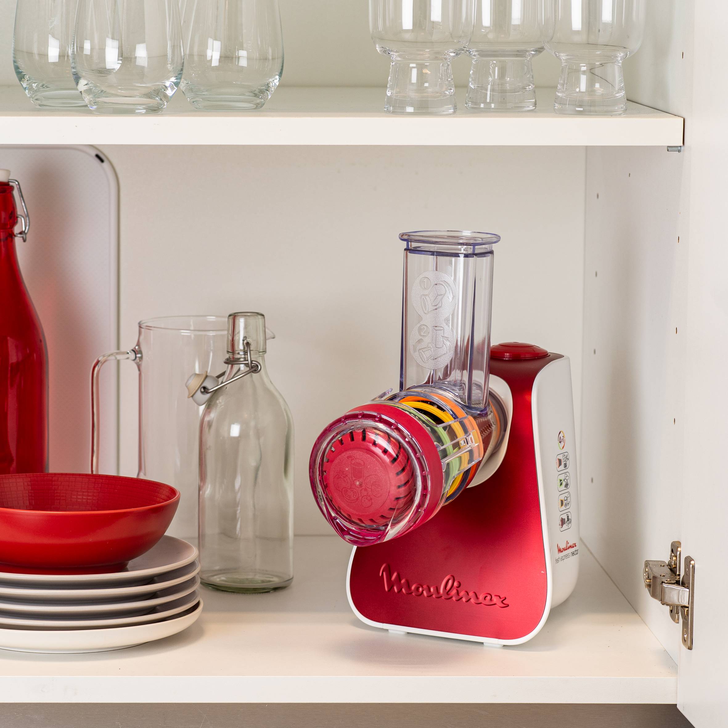 Fresh express nectar 4 en 1, Découpe légumes, 4 cônes dont 1 spécial nectar, Rouge et blanc