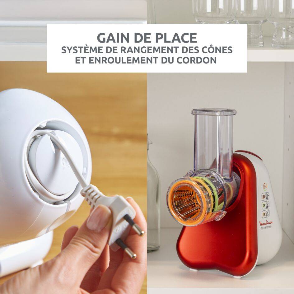 Fresh express 3-en-1, Découpe-légume, 3 cônes, blanc et rouge