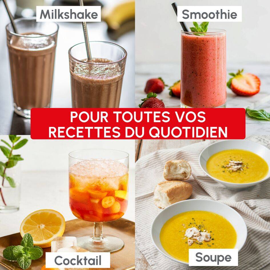 Blendforce, Blender, 800 W, Mixage rapide et homogène, Bol en verre 1,9 L