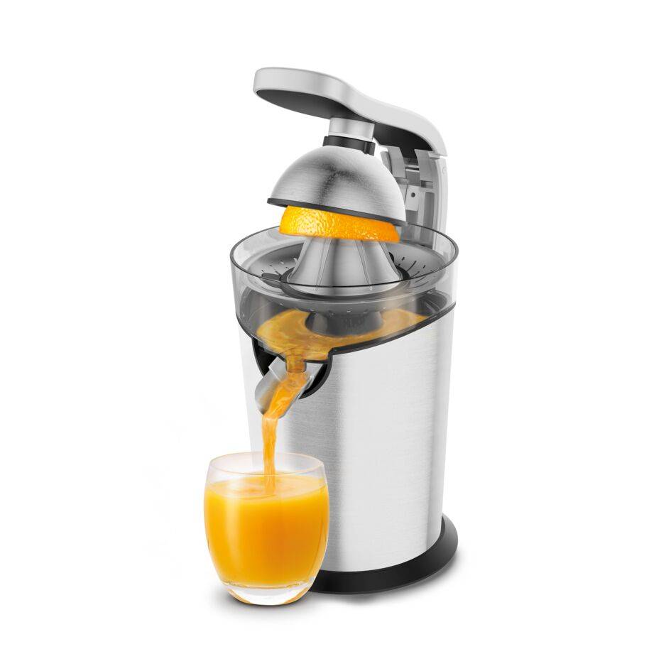 Vitapress Pro, Presse agrumes, 300 W, Levier à pression, cône en acier, Gris