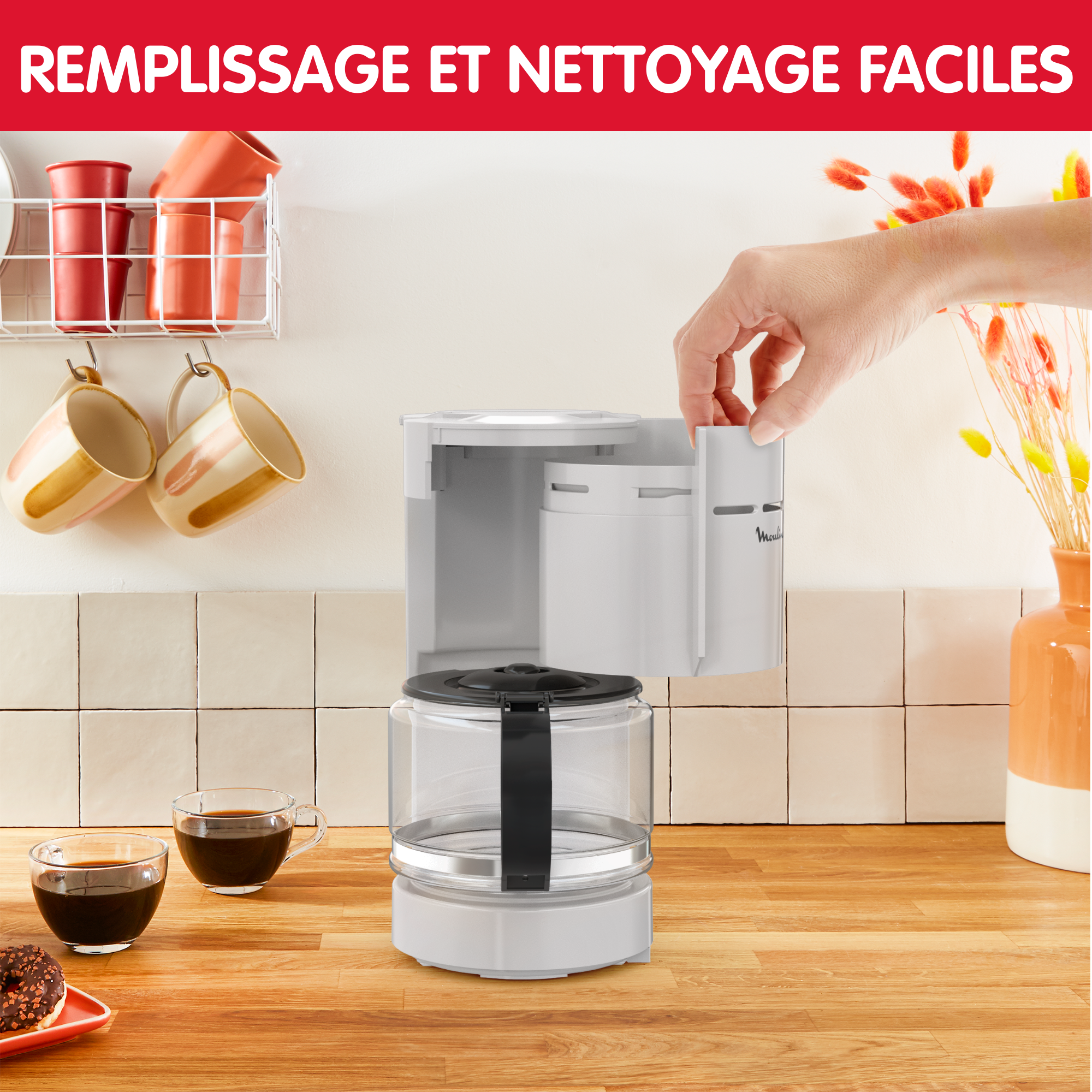 Simpleo, Cafetière filtre, 12 tasses, Porte-filtre pivotant