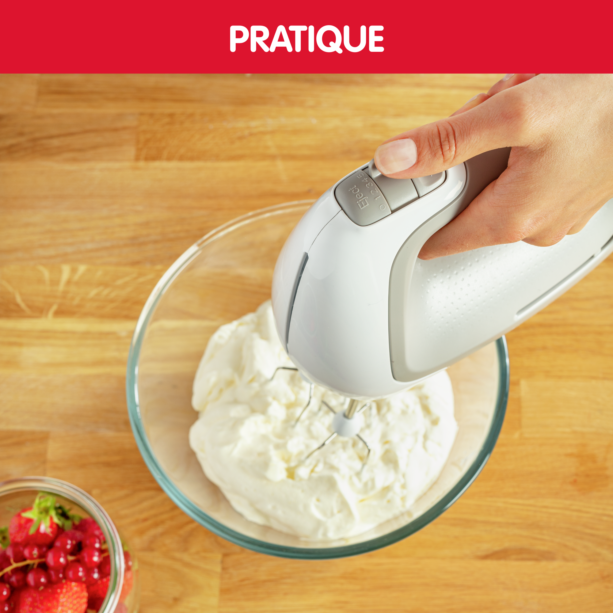Prep Mix, Batteur électrique, 5 vitesses, 2 jeux de fouets, 450 W, Blanc et gris