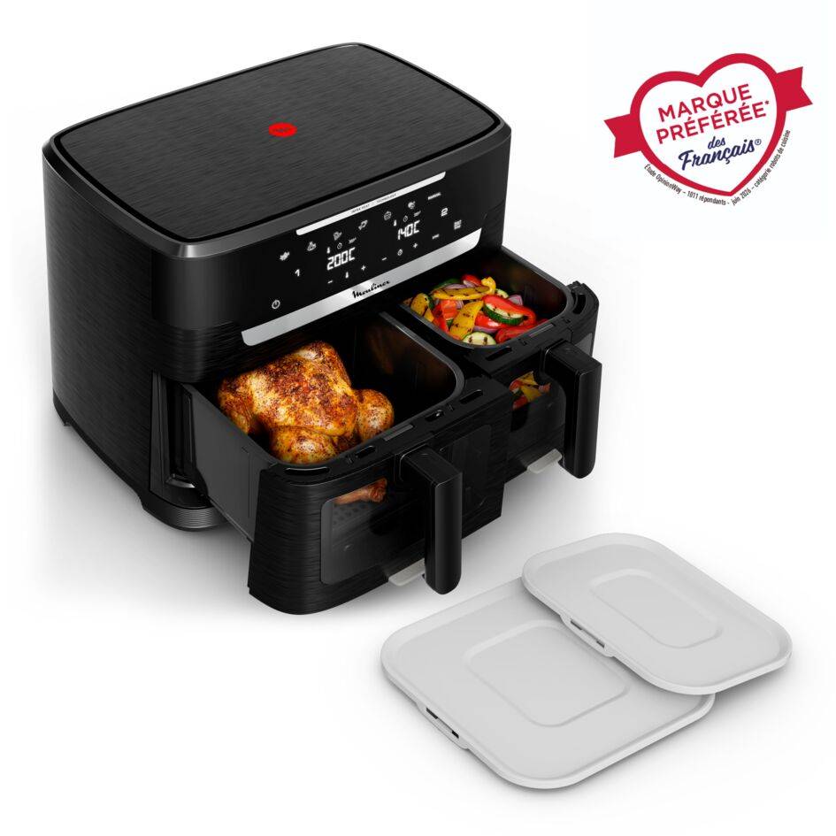 Ever Fry XXL Dual 11L, Dual Air Fryer, Cuisson Synchronisée, Façade amovible