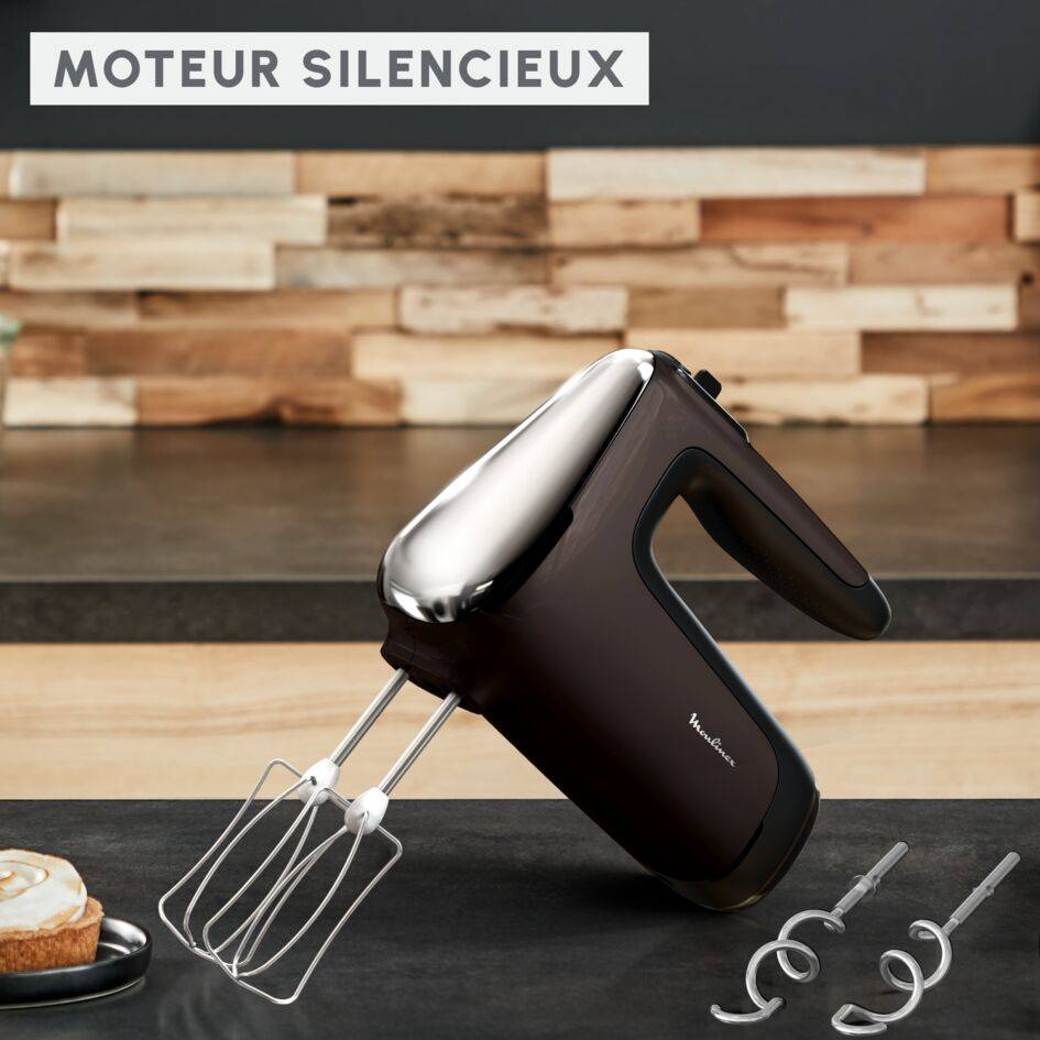 Powermix silence, Batteur électrique, Technologie silence, 2 jeux de fouets, 600 W, Argent