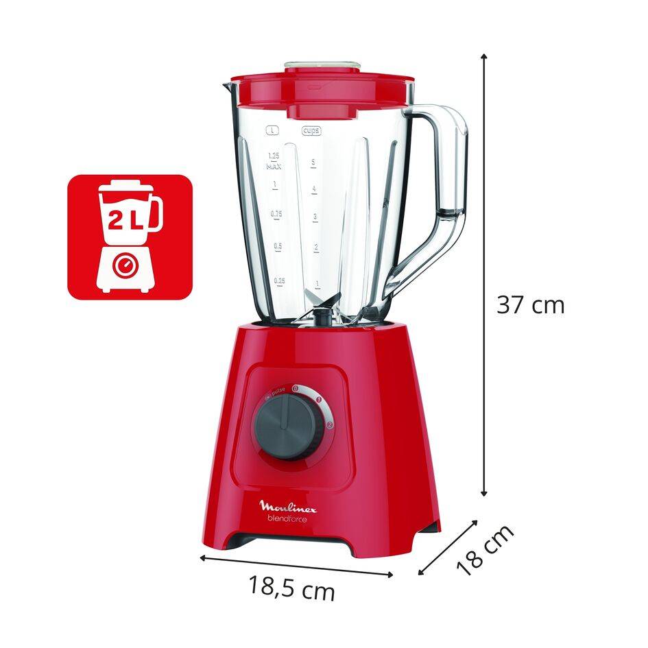 Blendforce, Blender Classique, 2 vitesses + pulse, 600W, Rouge