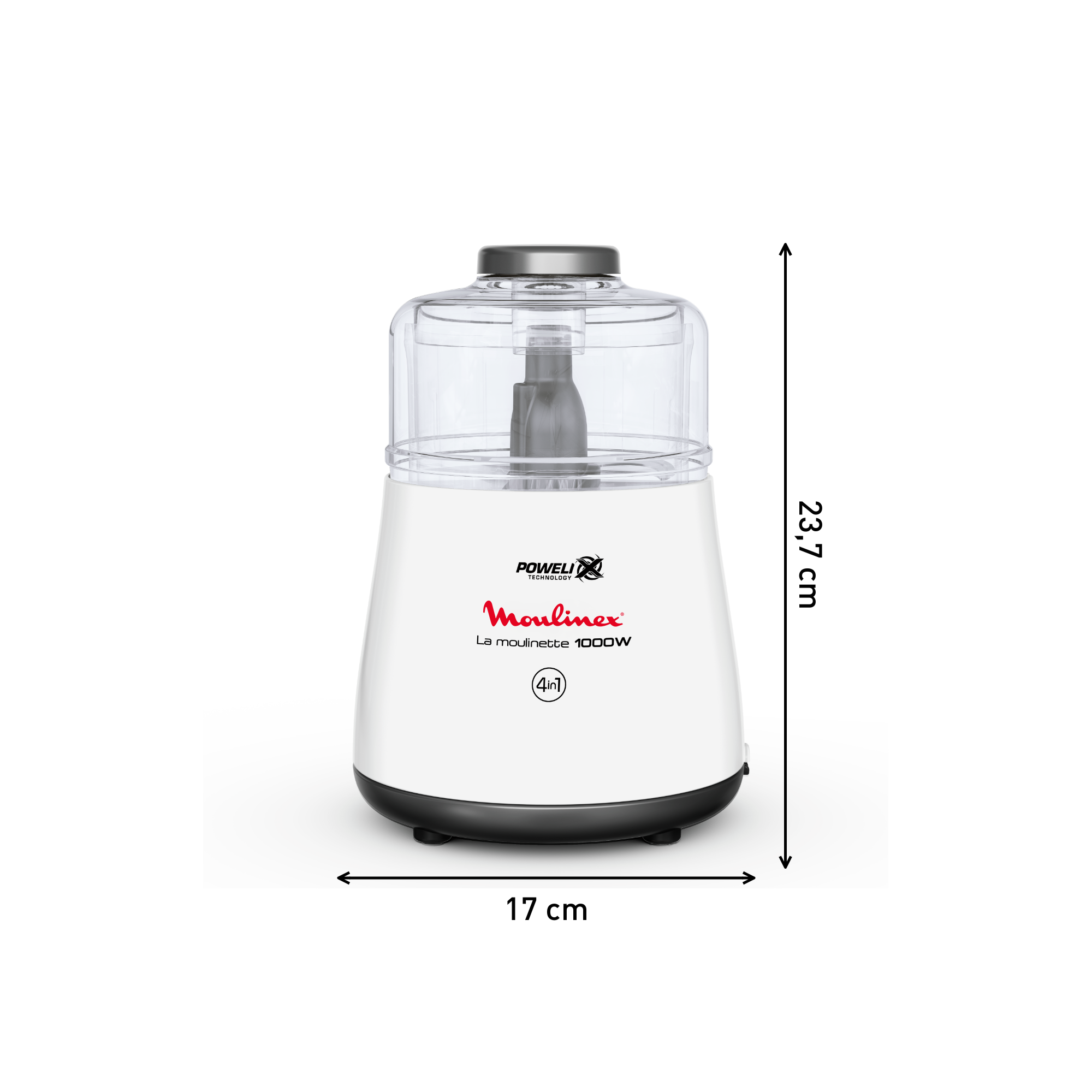 La Moulinette, Hachoir, Capacité 500 ml, Fonction 4 en 1, 1000 W, blanche