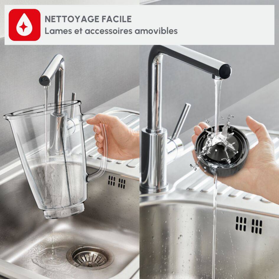 Blendforce 2, Blender, Bol verre 1.75L, 800W, 2 vitesses,  4 lames, Rouge