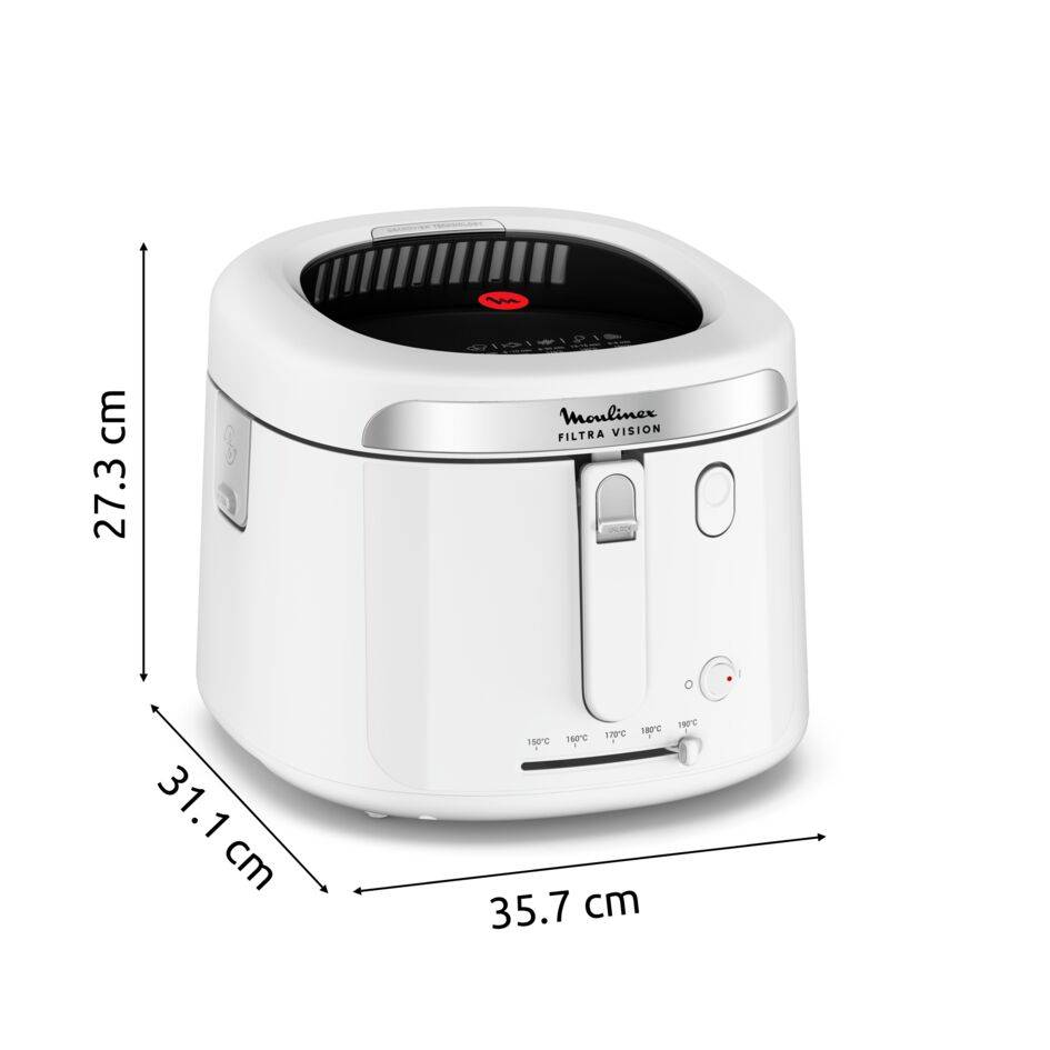 Filtra Vision, Friteuse, Fenêtre de visualisation très large pour garder un oeil sur la cuisson, Capacité 1,2 kg, Huile 2,1L