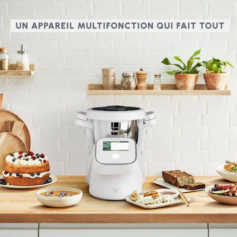 I-Companion Touch, Robot cuiseur, 17 fonctions, Connecté, Recettes sur l’écran, Capacité XL 10 personnes, Blanc, Fabriqué en France